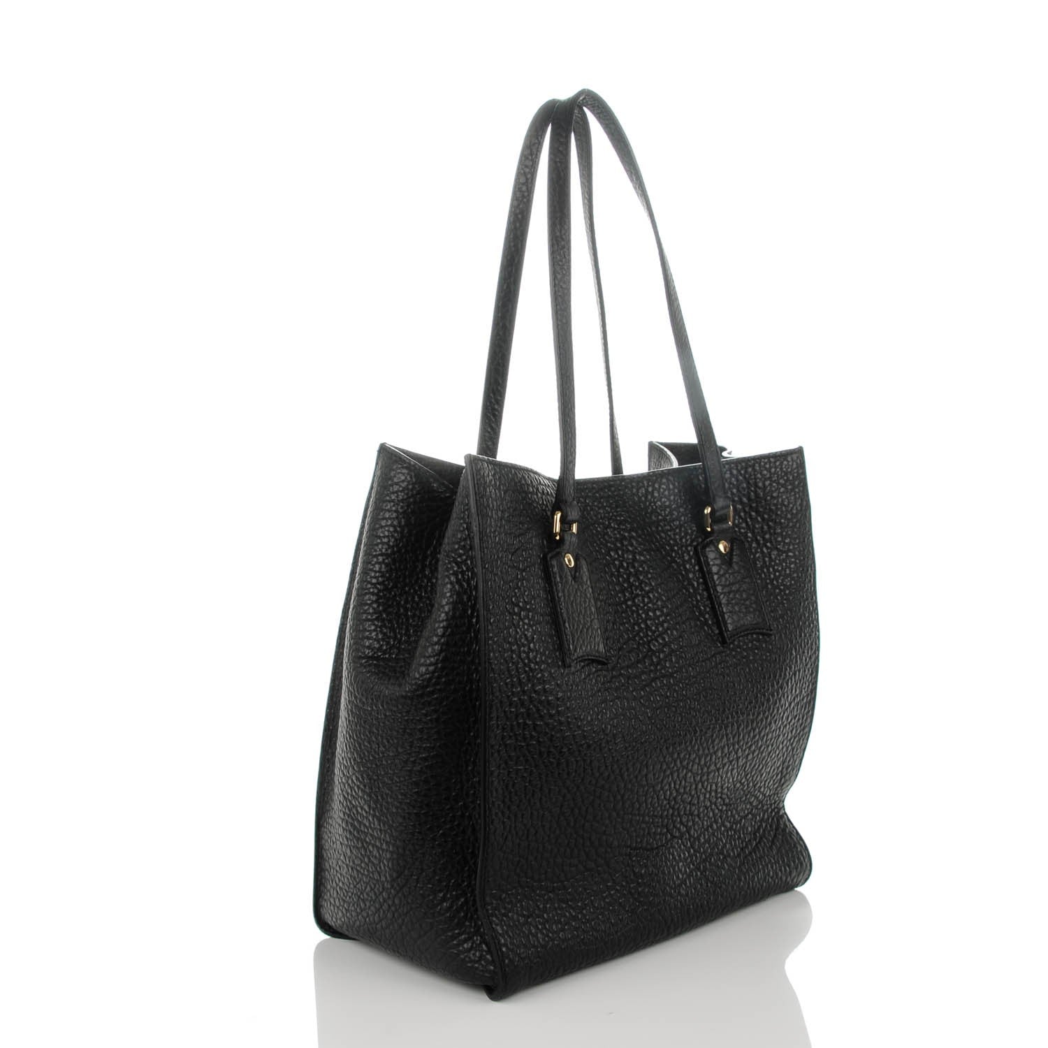 Burberry Heritage Grain Medium Woodbury Tote Black 3 of 10