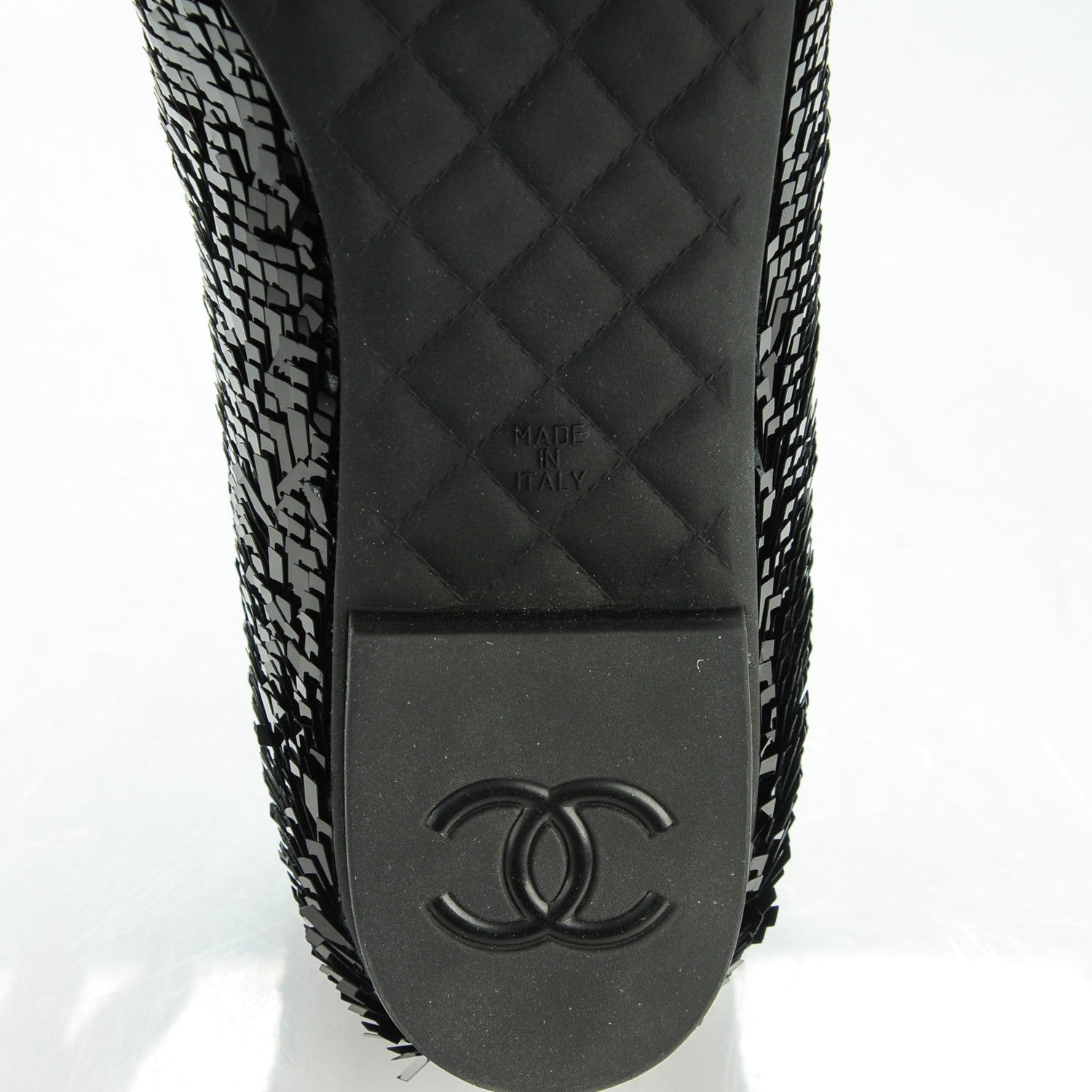 Chanel Sequin CC Loafers 38.5 Black 6 of 9