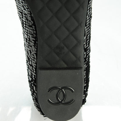 Chanel Sequin CC Loafers 38.5 Black 6 of 9