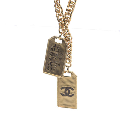 Chanel Metal ID Dog Tag Charm Necklace Gold 4 of 8