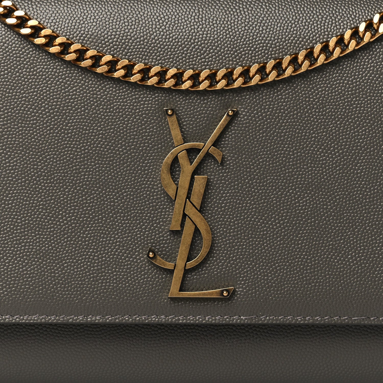 Saint Laurent Grain De Poudre Medium Classic Monogram Kate Satchel Earth Grey 7 of 15