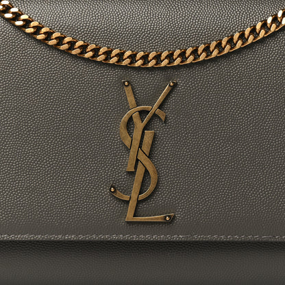 Saint Laurent Grain De Poudre Medium Classic Monogram Kate Satchel Earth Grey 7 of 15