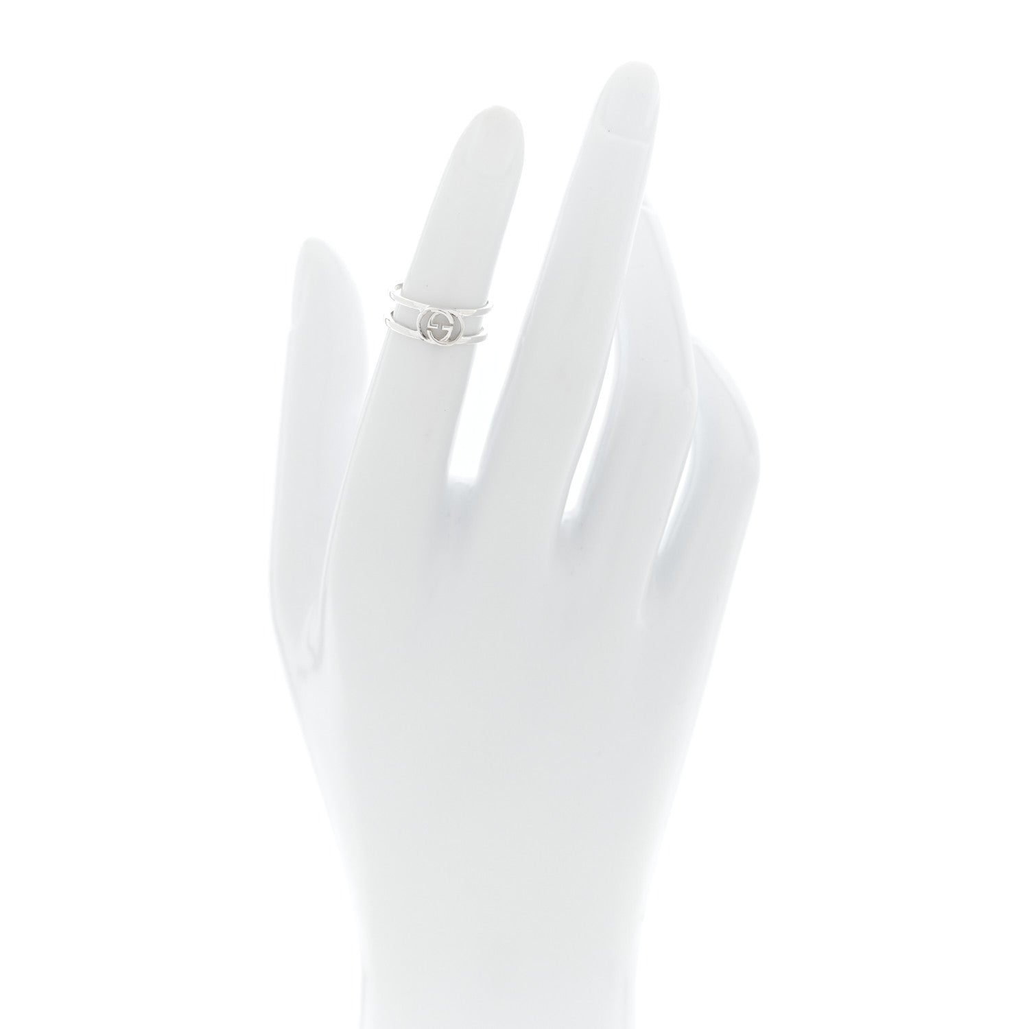 Gucci Sterling Silver 6mm Interlocking G Open Band Ring 54 7 2 of 4