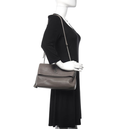 Saint Laurent Sheepskin Medium West Hollywood Monogram Fold-Over Bag Grey 2 of 10