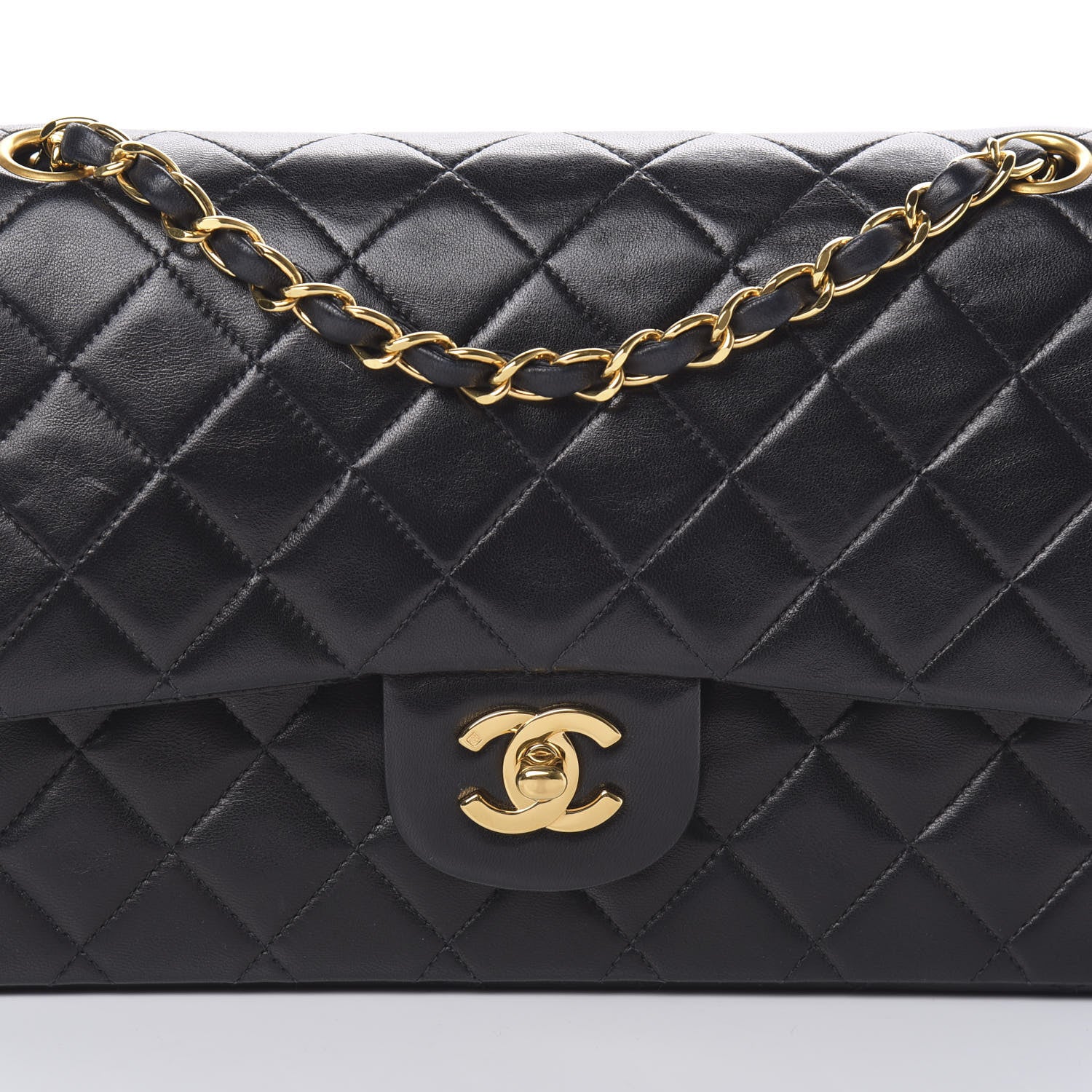 Chanel Lambskin Quilted Medium Double Flap Black 9 of 17