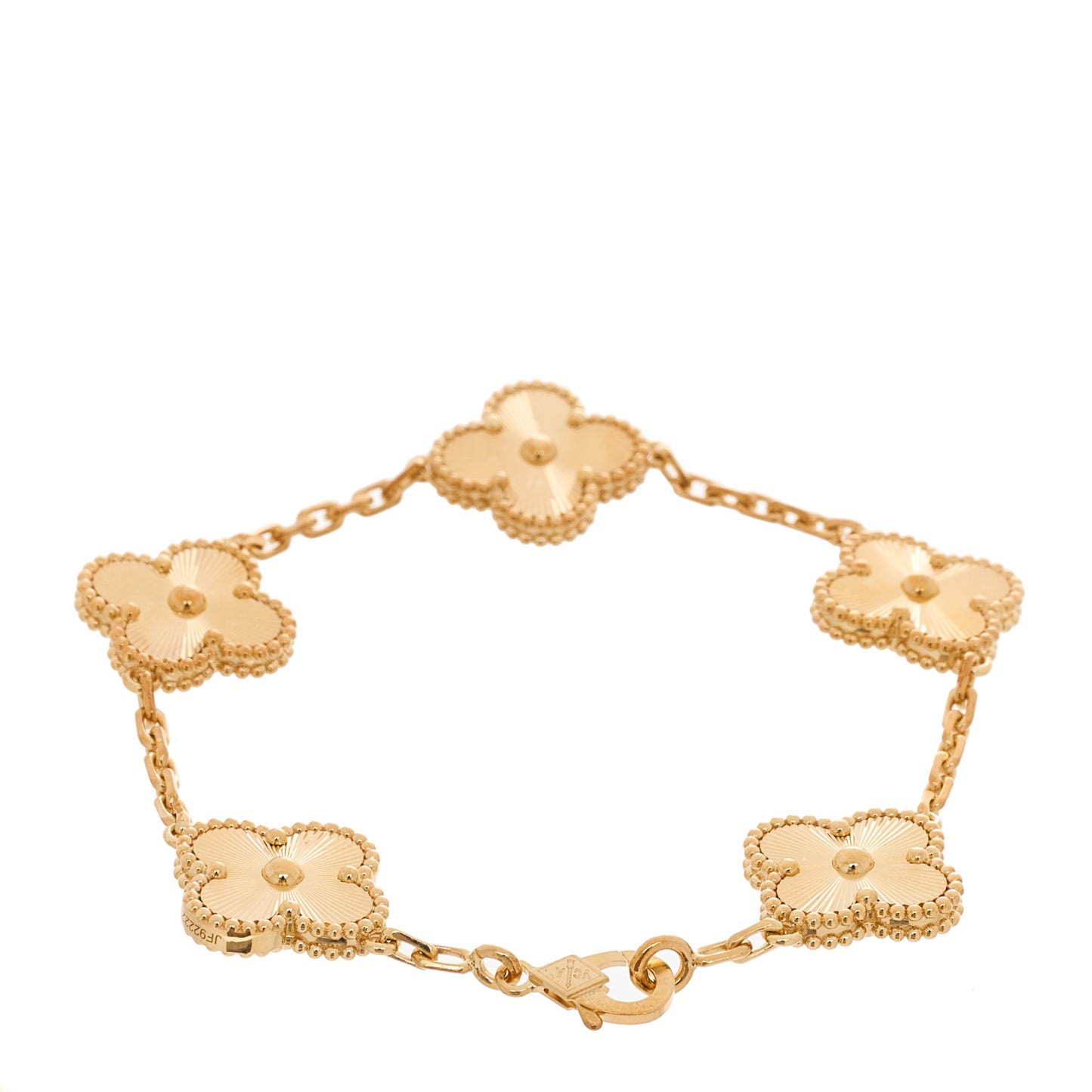 18K Yellow Gold 5 Motifs Guilloche Vintage Alhambra Bracelet