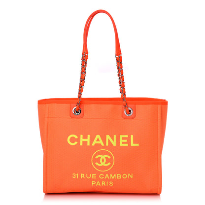 Chanel Mixed Fibers Calfskin Small Deauville Tote Orange Yellow 1 of 15
