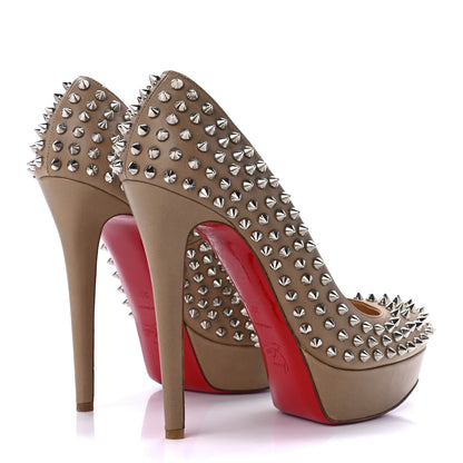 Christian Louboutin Nappa Bianca Spikes 140 Pumps 39.5 Nude Silver 4 of 9