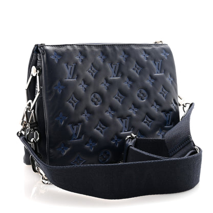 Louis Vuitton Lambskin Embossed Monogram Coussin PM Navy 3 of 9