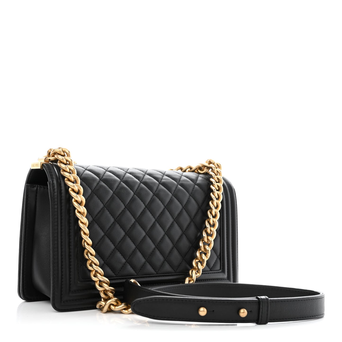 Calfskin Quilted Medium Boy Flap Black