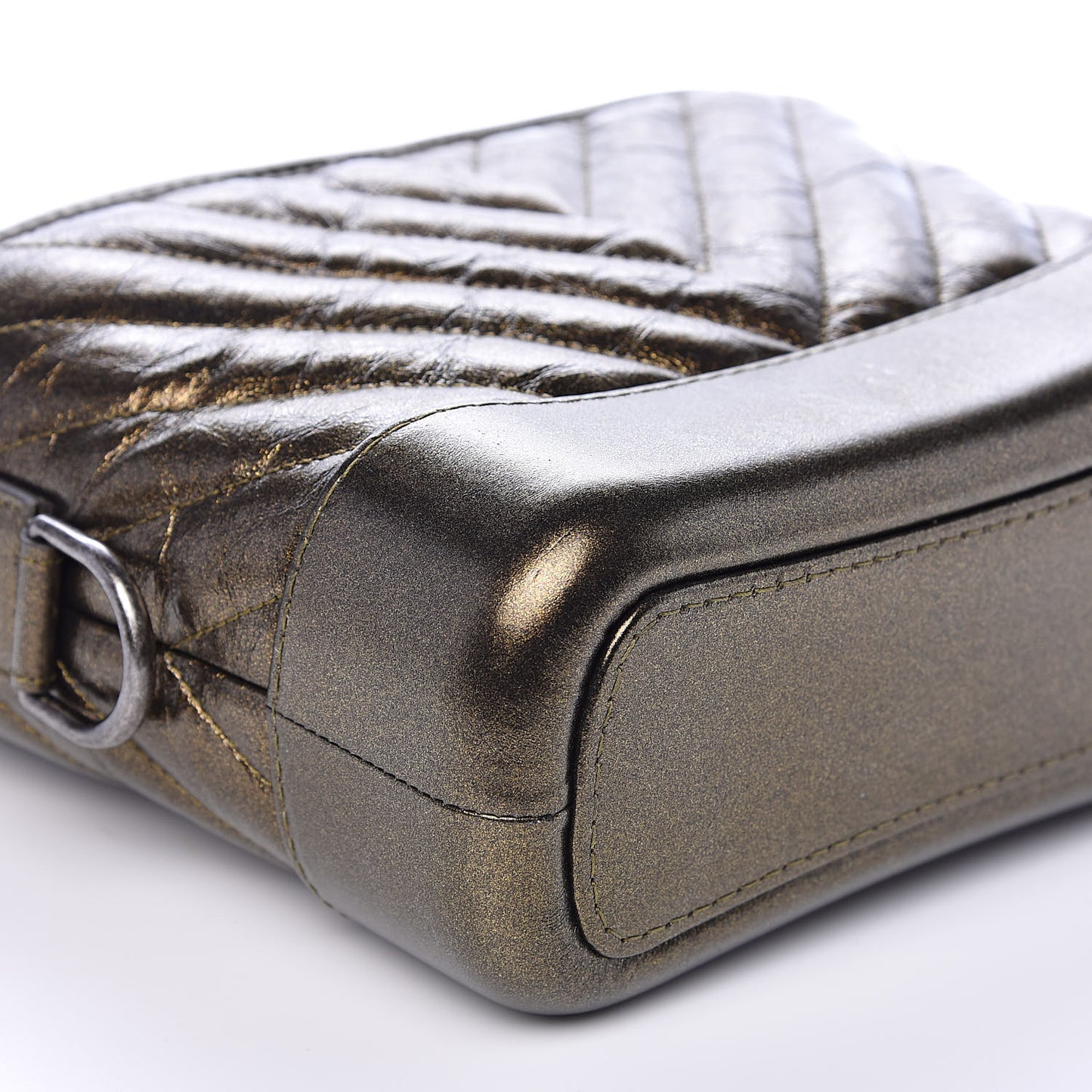 Metallic Calfskin Chevron Quilted Small Gabrielle Hobo Gold