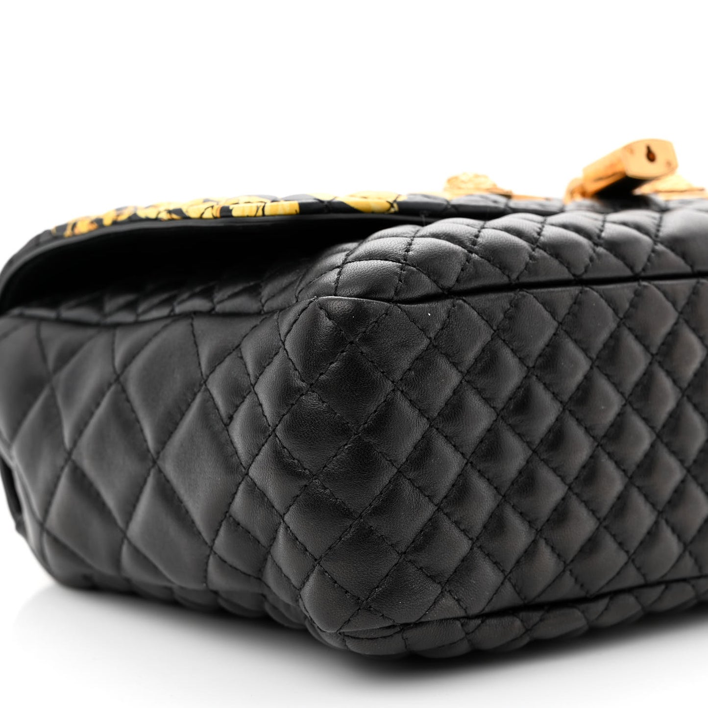 Nappa Quilted Barocco Print Icon Shoulder Bag Black
