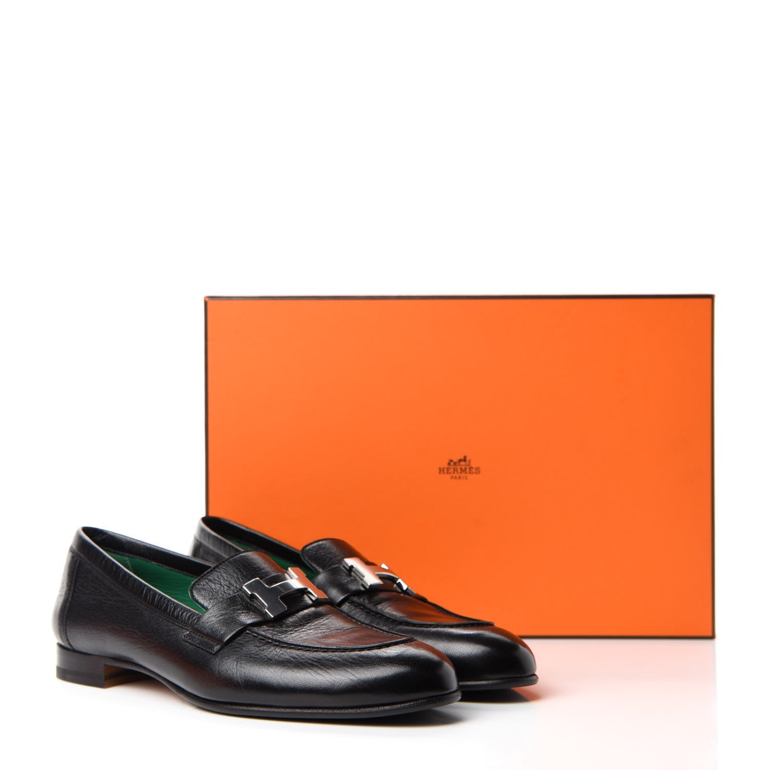 Hermes Goatskin Womens Paris Loafers 37 Black 8 of 8