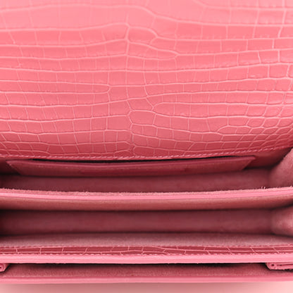 Saint Laurent Calfskin Crocodile Embossed Small Monogram Sunset Pink 7 of 11