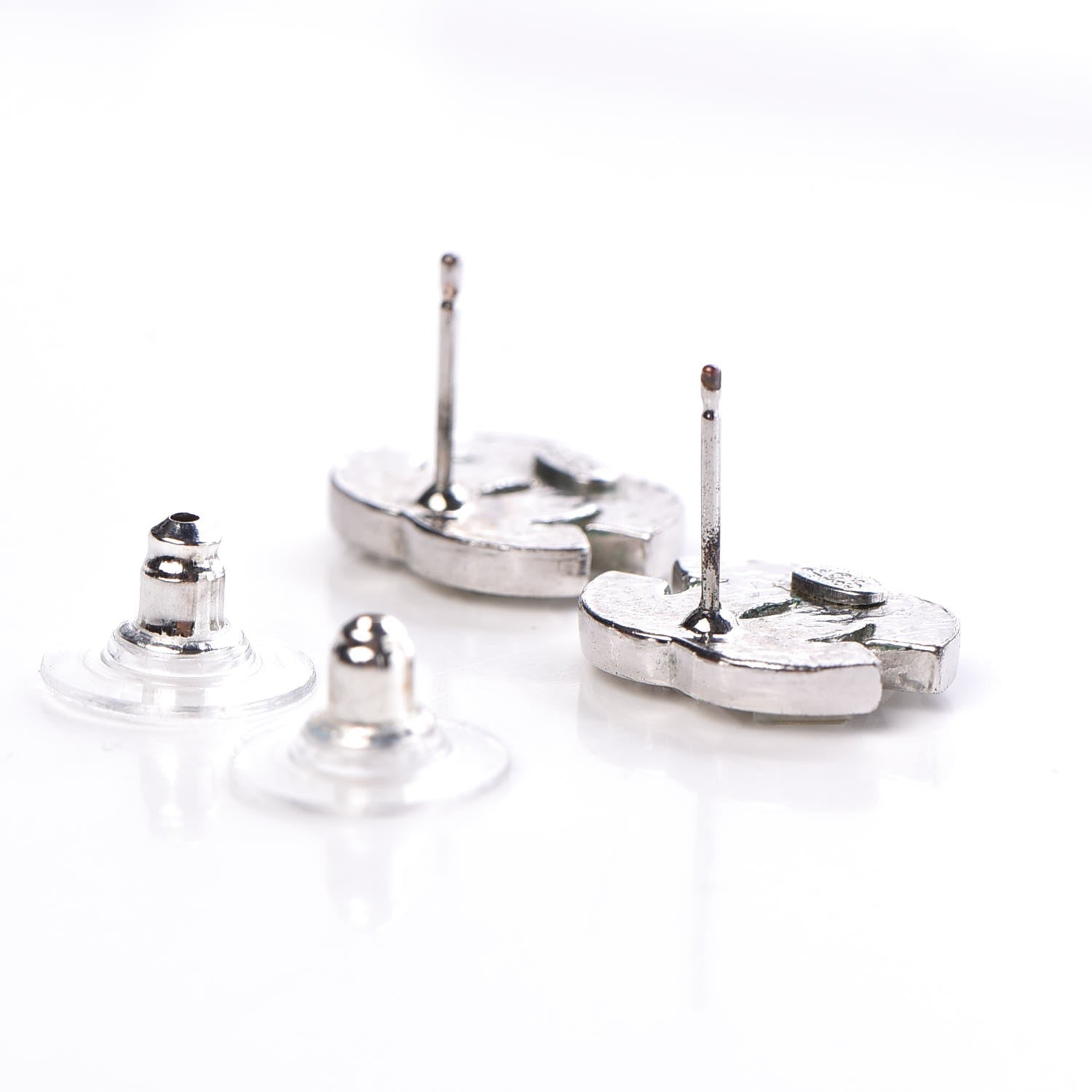 Chanel Baguette Crystal CC Earrings Silver 3 of 5