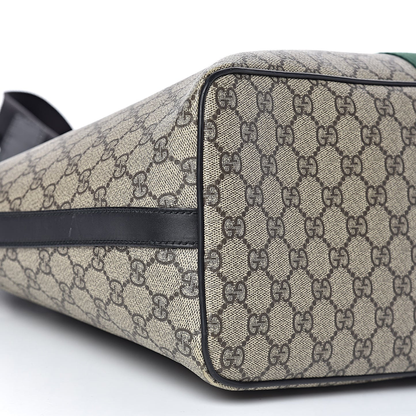 GG Supreme Monogram Web Medium Zippered Tote Beige Black