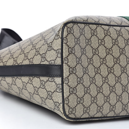 Gucci GG Supreme Monogram Web Medium Zippered Tote Beige Black 10 of 15