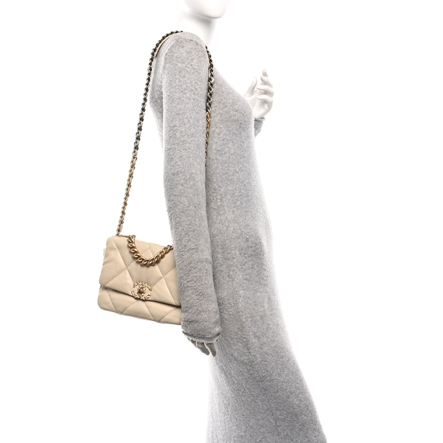 Chanel Lambskin Quilted Medium Chanel 19 Flap Beige 2 of 10