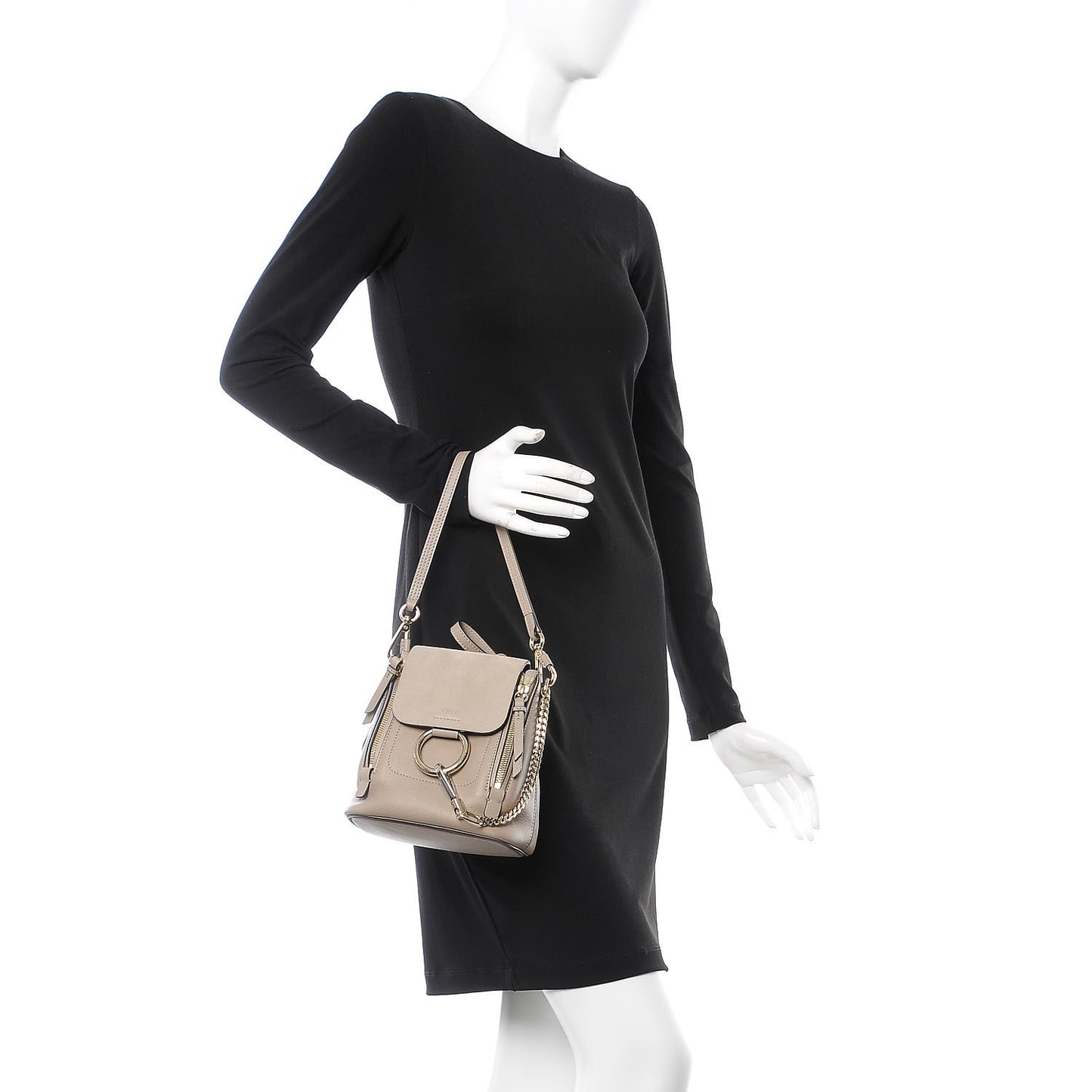 Suede Calfskin Mini Faye Backpack Motty Grey