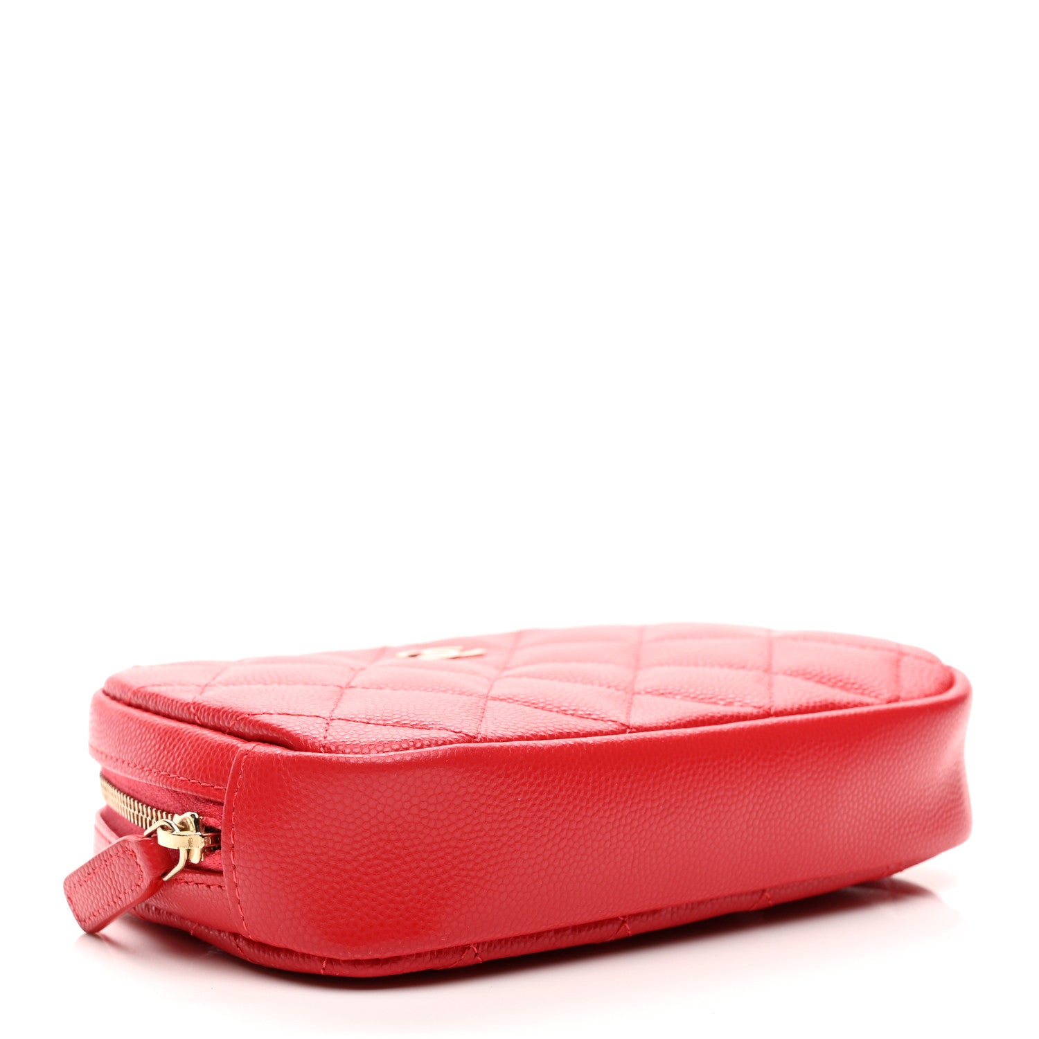 Chanel Caviar Quilted Small Curvy Pouch Cosmetic Case Red 4 of 8
