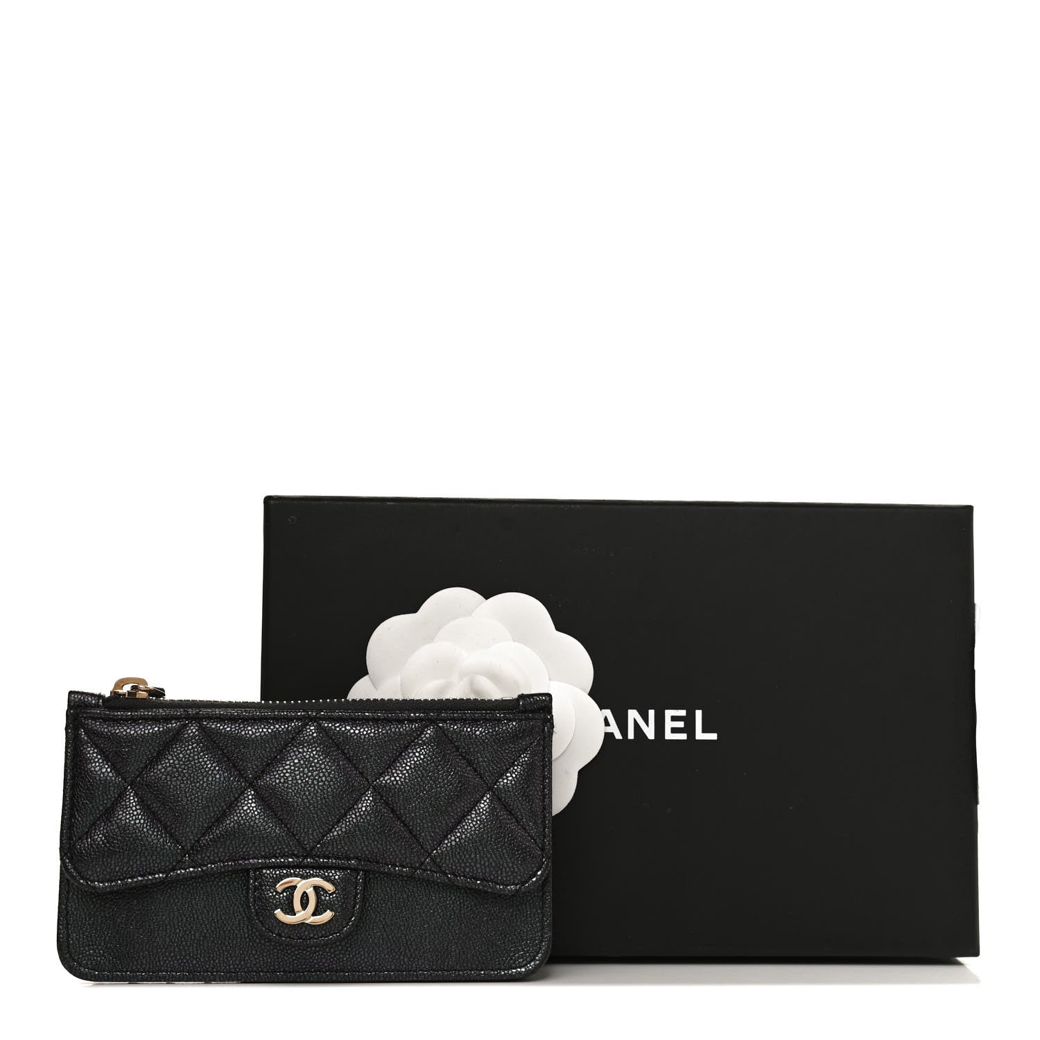 Chanel Iridescent Caviar Quilted Flap Zip Card Holder Black 10 of 10