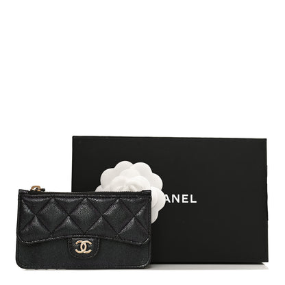 Chanel Iridescent Caviar Quilted Flap Zip Card Holder Black 10 of 10
