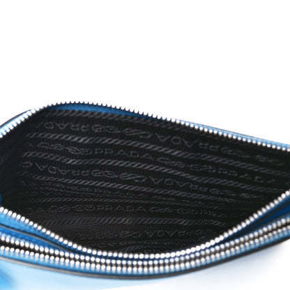 Prada Vitello Double Zip Chain Bag Blue 4 of 4