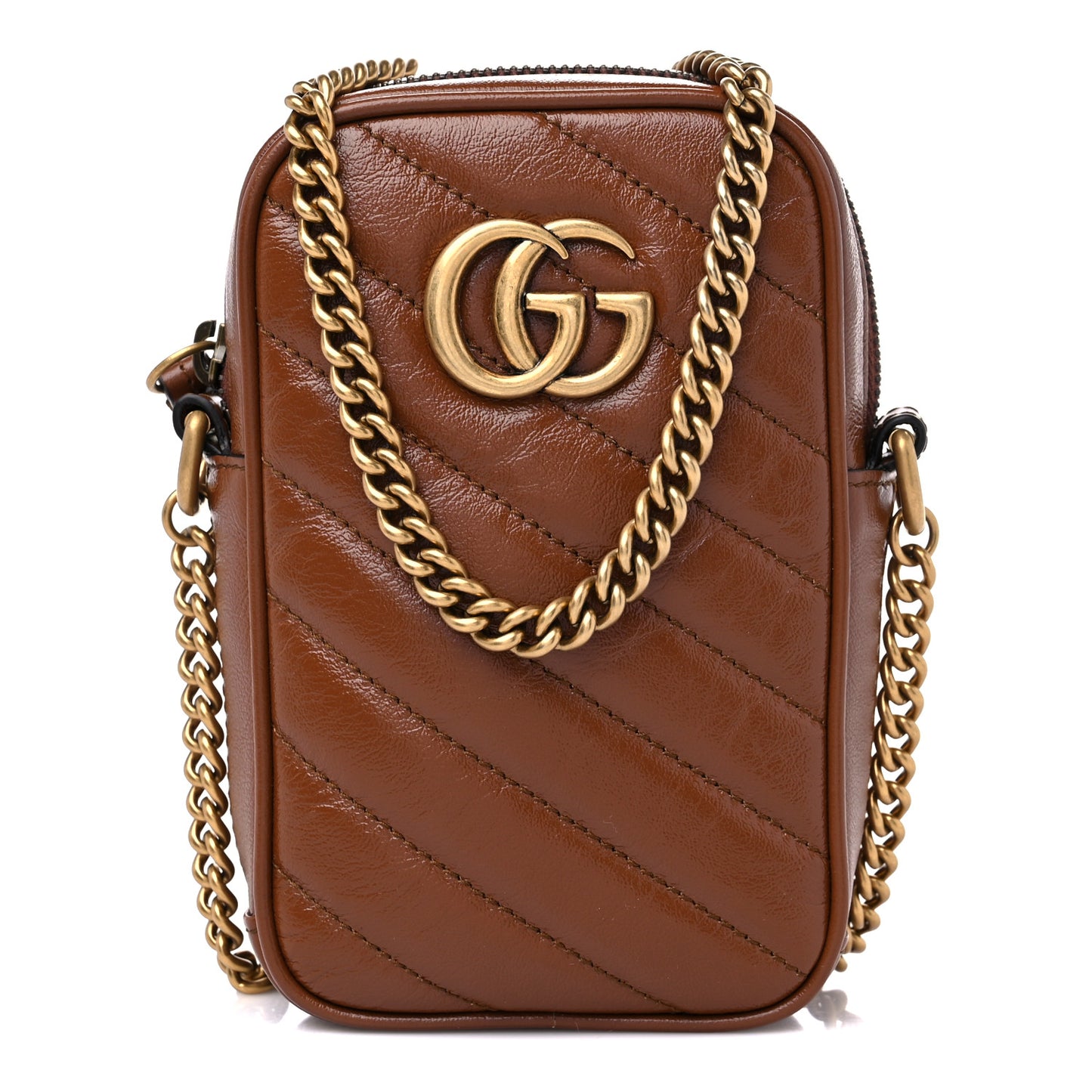 Azalea Calfskin Matelasse Diagonal Mini GG Marmont Crossbody Bag Cuir