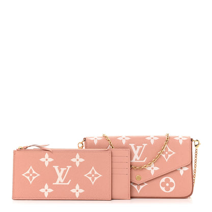 Louis Vuitton Empreinte Monogram Giant Felicie Pochette Chain Wallet Rose Trianon Creme 1 of 10