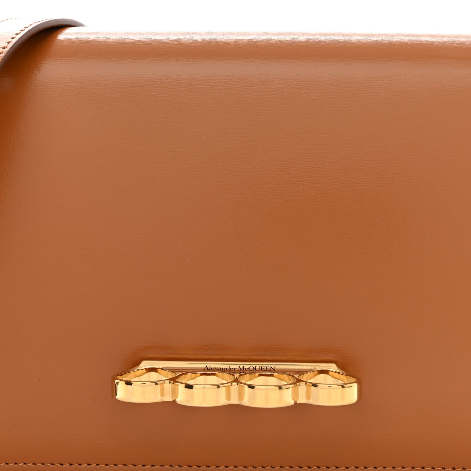 Alexander McQueen Smooth Calfskin Four Ring Knuckle Crossbody Bag Tan 8 of 12