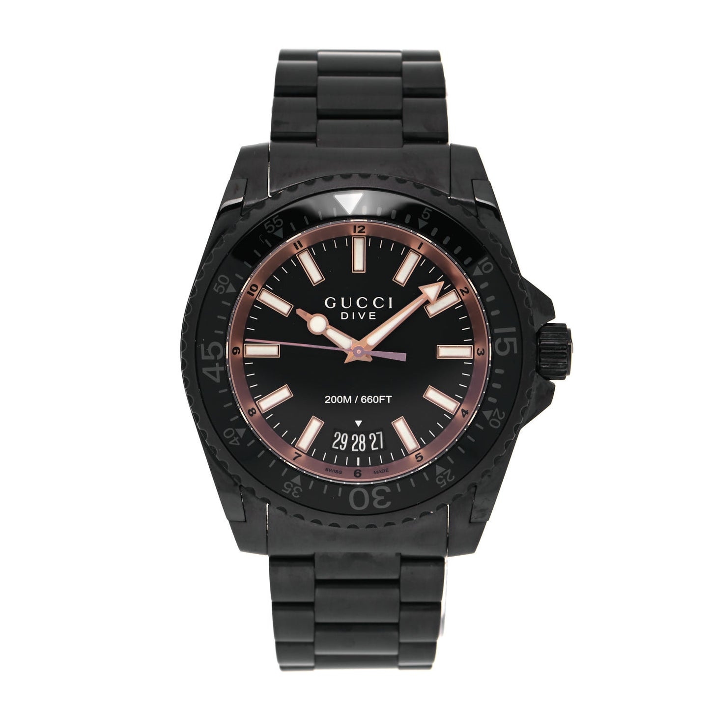 PVD Stainless Steel 45mm Dive Quartz Watch Black