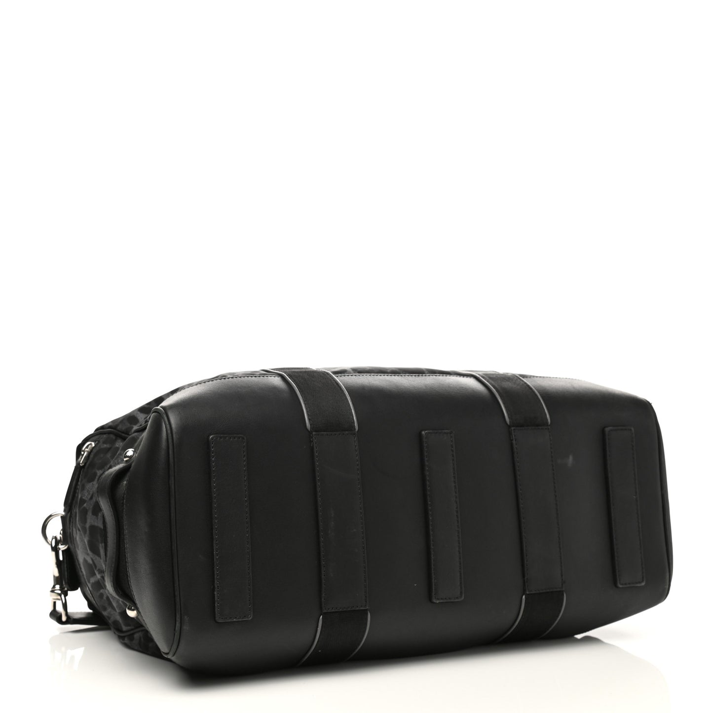 Nylon Leopard Print Duffle Bag Grey Black