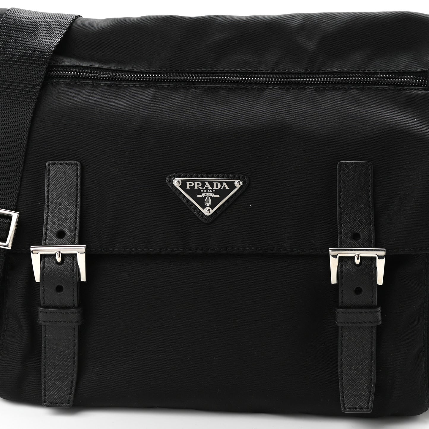 Tessuto Nylon Saffiano Vela Messenger Bag Black