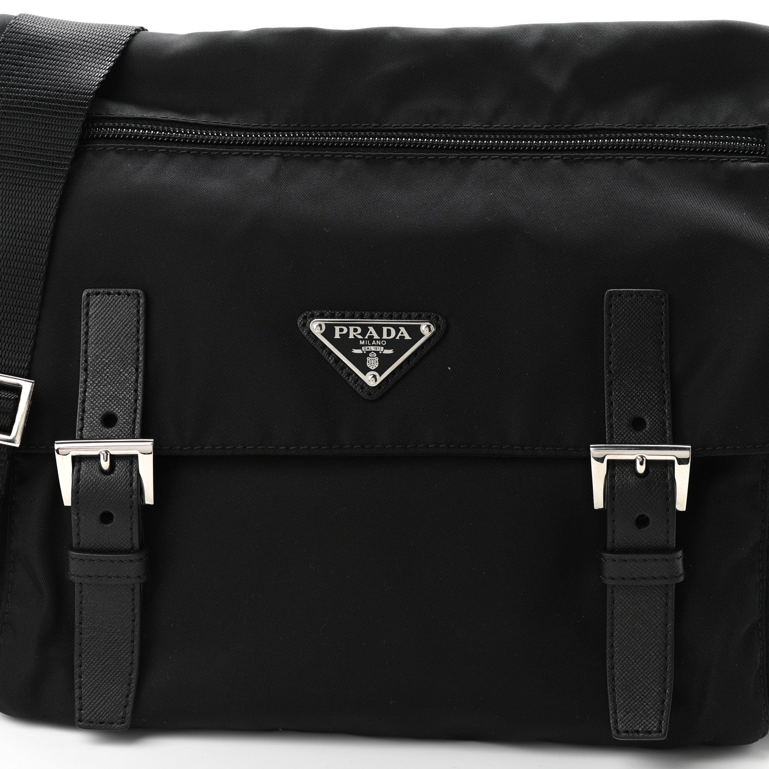 Prada Tessuto Nylon Saffiano Vela Messenger Bag Black 8 of 10