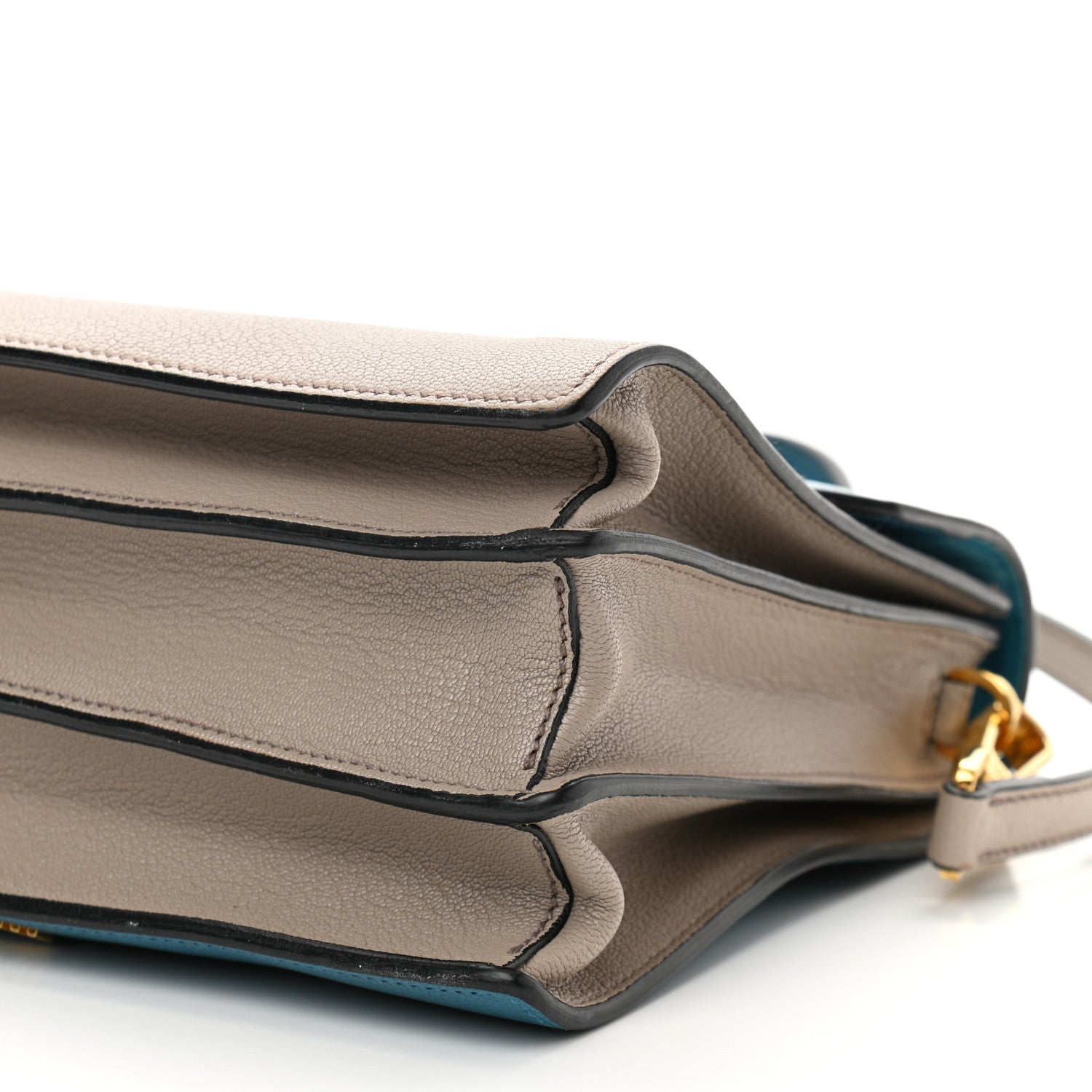 Miu Miu Goatskin Bandoliera Madras Bi-Color Shoulder Bag Laguna Pomice 10 of 16