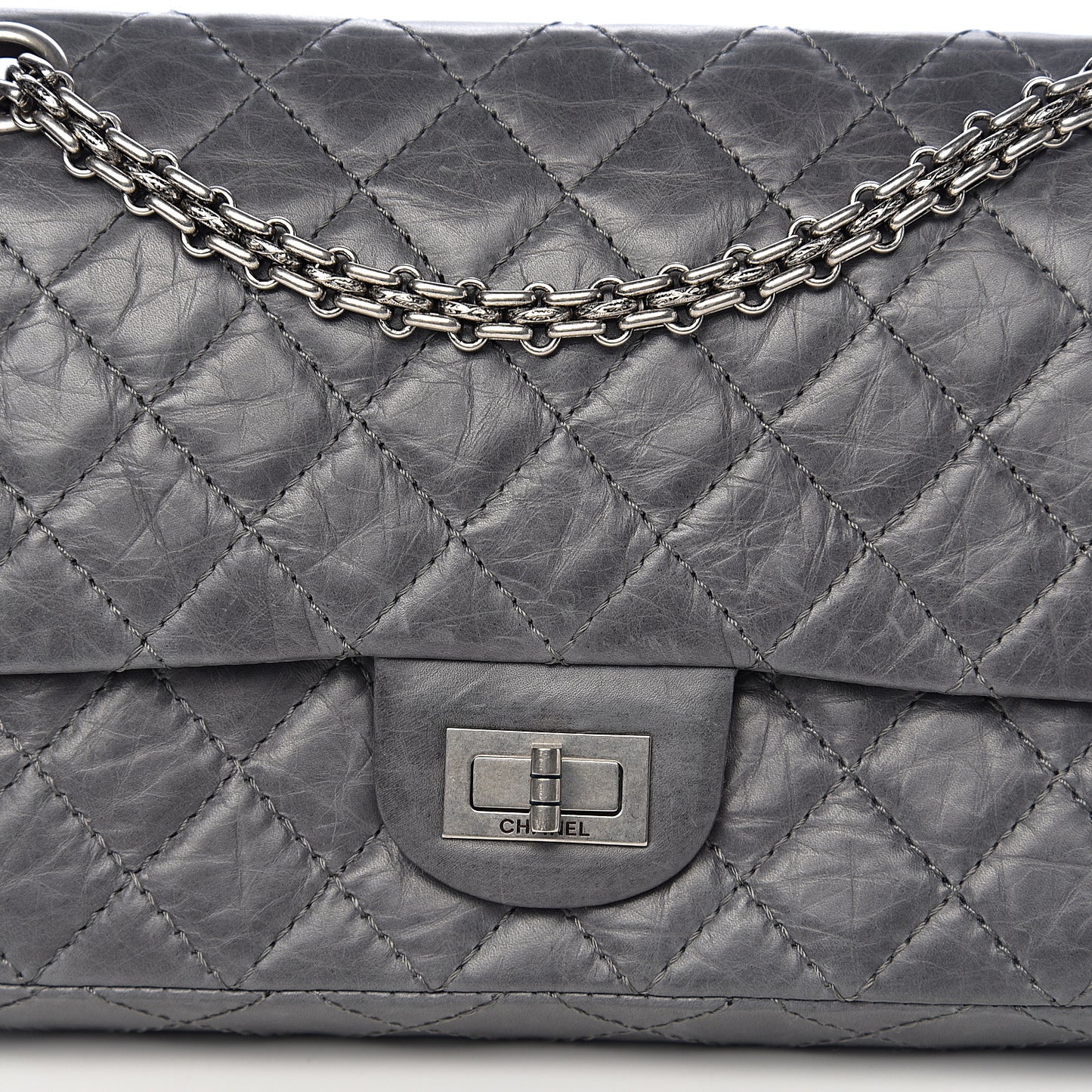 Aged Calfskin Quilted 50th Anniversary 2.55 Reissue 225 Flap Gris