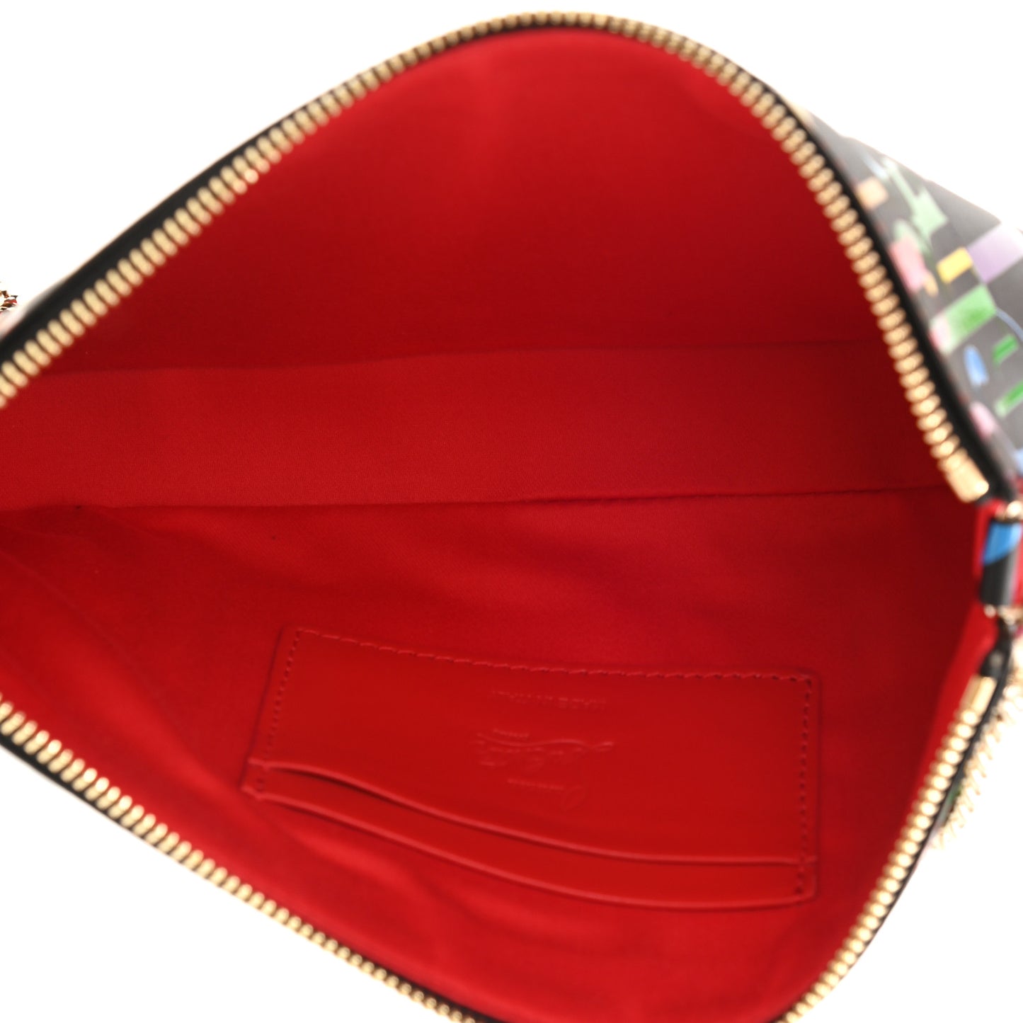 Calfskin Logo Loubila Chain Clutch Black Multicolor