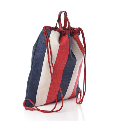Gucci Canvas Logo Sylvie Stripe Drawstring Backpack Red 3 of 9