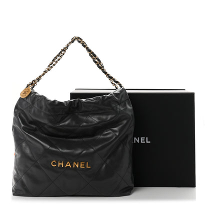 Chanel Shiny Calfskin Quilted Chanel 22 Dark Grey 12 of 12