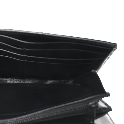 Saint Laurent Grain De Poudre Matelasse Chevron Monogram Flap Wallet Black 5 of 7