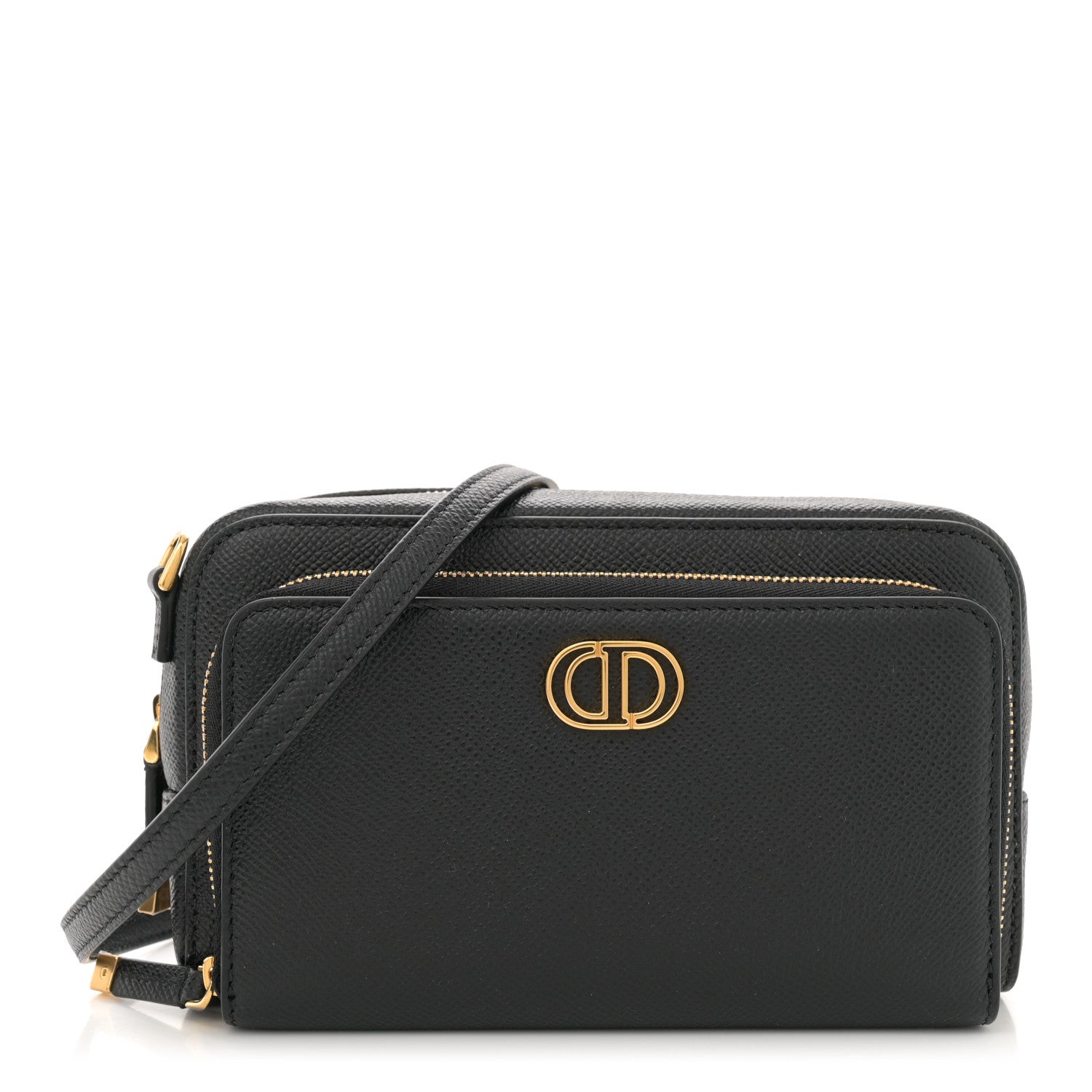 Christian Dior Grained Calfskin Caro Double Pouch Black 1 of 10
