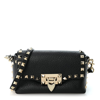Valentino Garavani Pebbled Calfskin Mini Rockstud Crossbody Bag Black 1 of 9