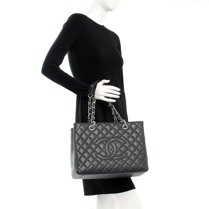 Chanel Caviar Quilted Grand Shopping Tote GST Dark Grey 2 of 8