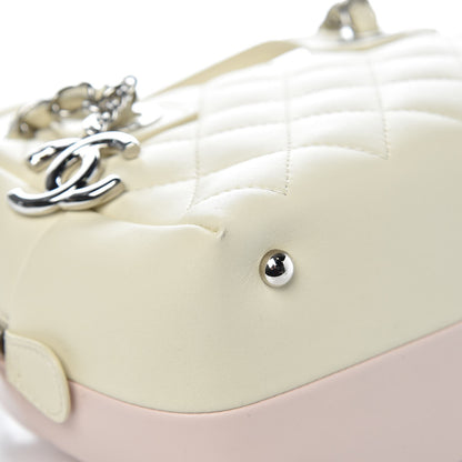 Chanel Calfskin Quilted Feather Weight Bowling Bag Ivory Light Pink 10 of 11