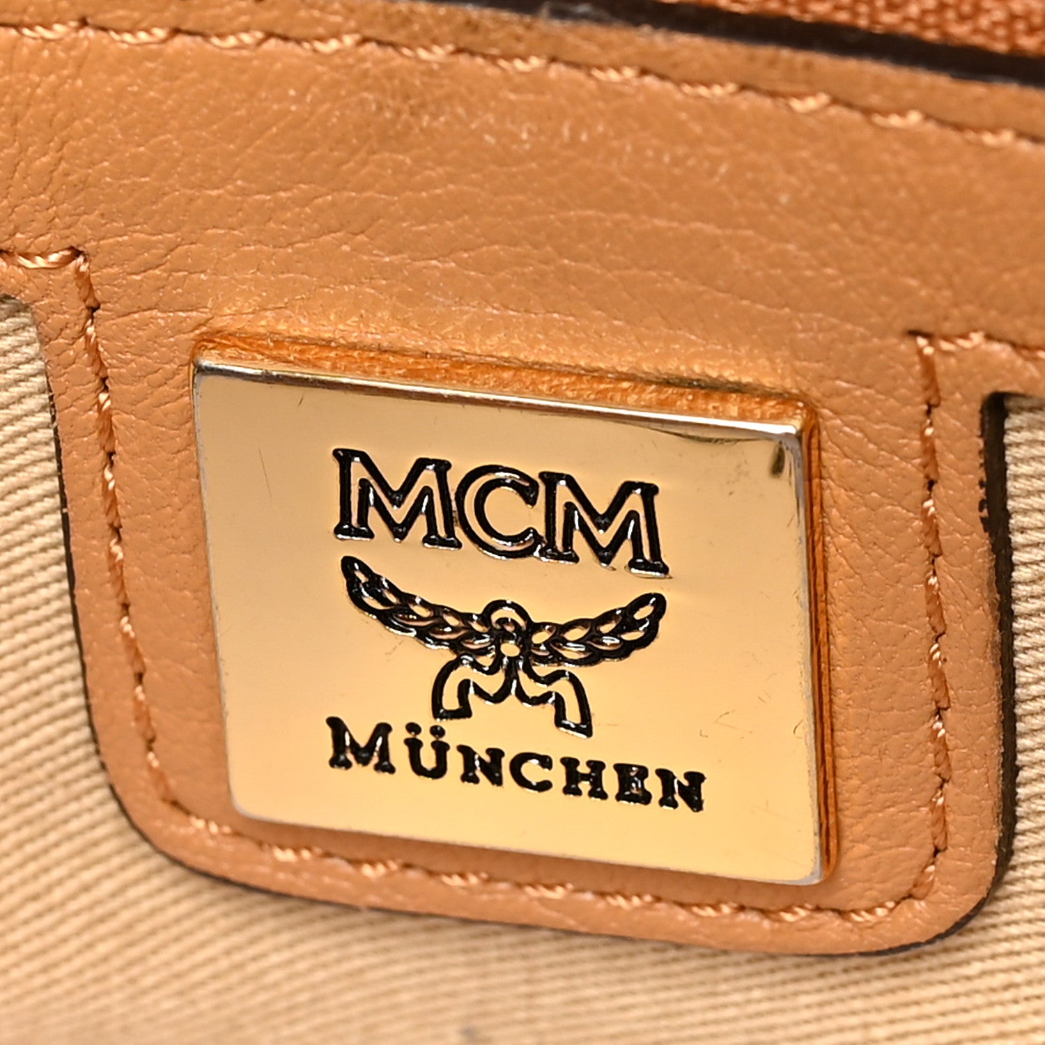 MCM Visetos Medium Essentials Shopper Tote Cognac 6 of 13