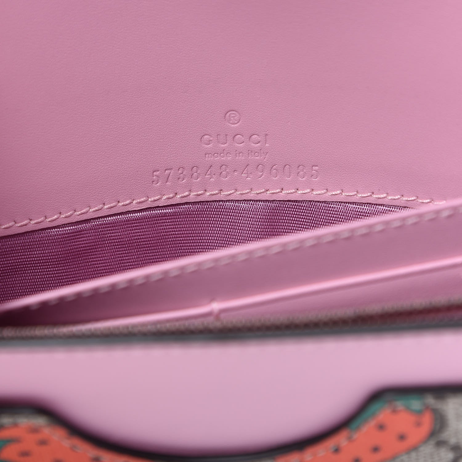 Gucci GG Supreme Monogram Strawberry Chain Wallet 8 of 10