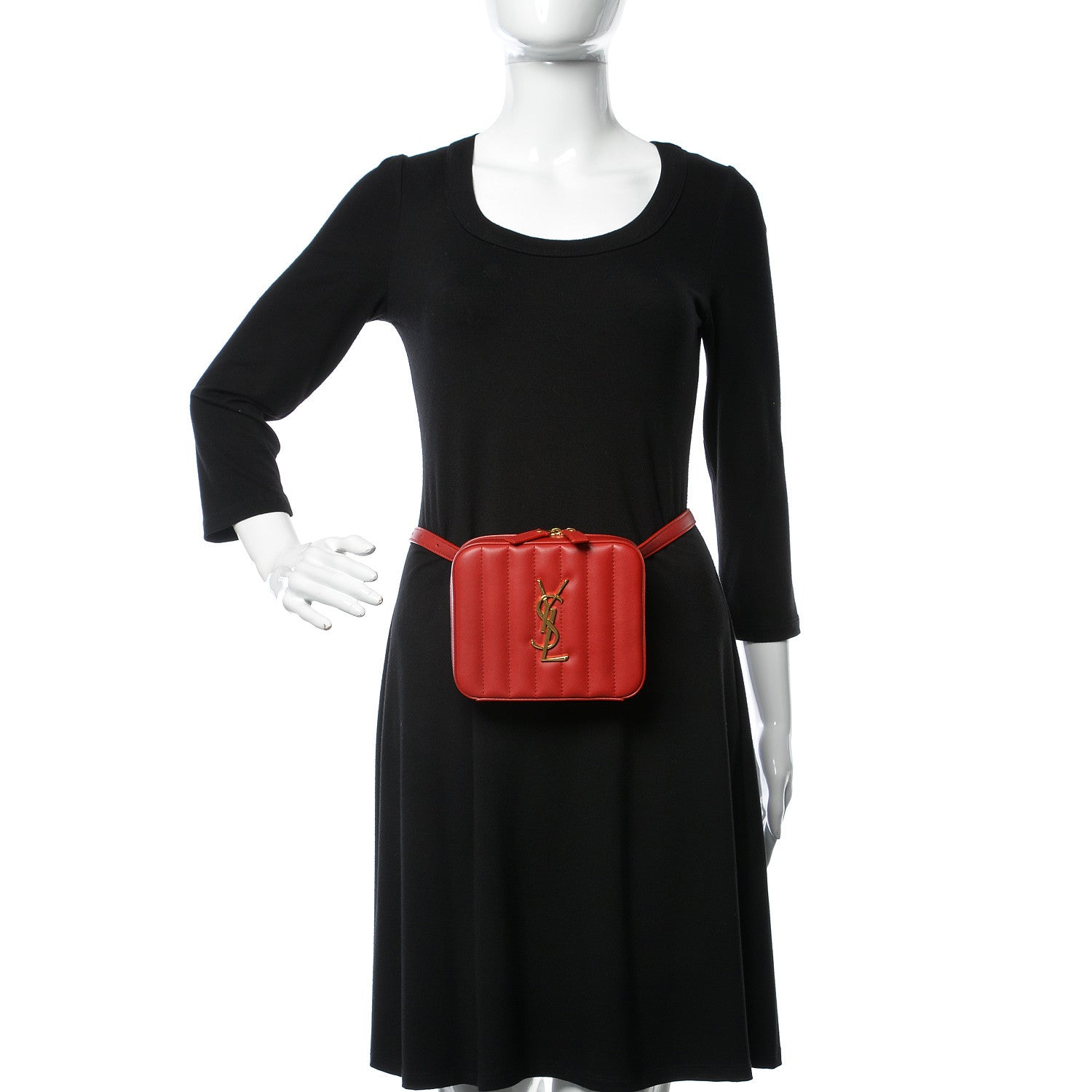Saint Laurent Lambskin Matelasse Vicky Monogram Belt Bag Eros Red 2 of 8