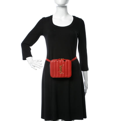Saint Laurent Lambskin Matelasse Vicky Monogram Belt Bag Eros Red 2 of 8