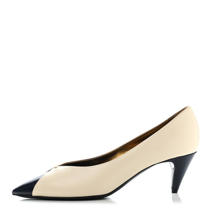 Saint Laurent Calfskin Lola Pumps 36.5 Pearl Navy 1 of 9
