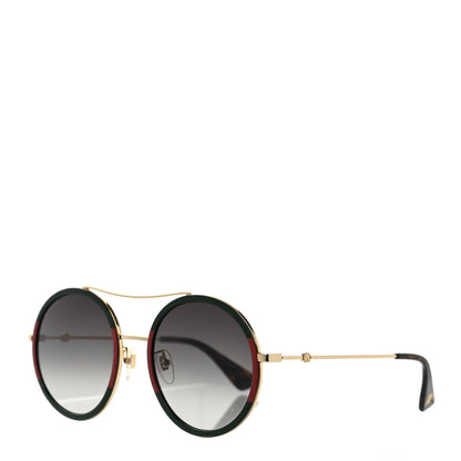 Gucci Metal Round Frame Sunglasses GG0061S Green Red 1 of 8
